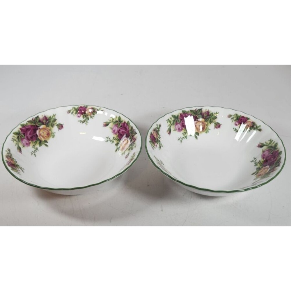 Royal Albert OCR Set Of 2 Micro Oatmeal Bowls Cereal Soup 6 1/4" Green Rim New